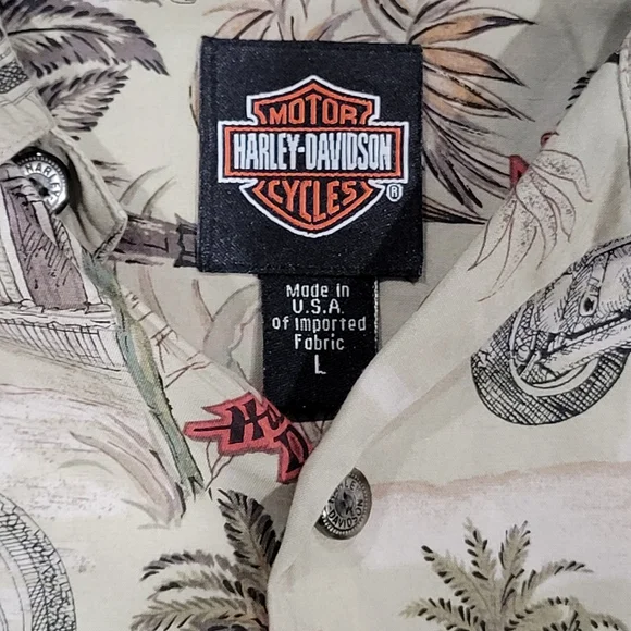 Harley-Davidson Silky Slick Hawaiian Graphic Men's Large Button down - Picture 2 of 3